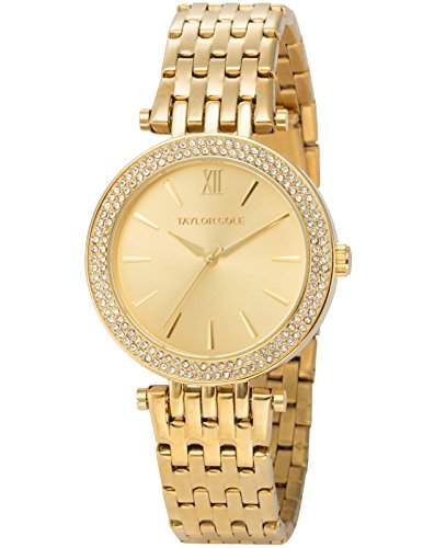 Taylor Cole Damen Armbanduhr XL Edelstahl Uhrband Golden TC001