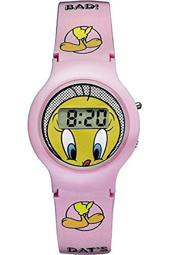 Warner Bros - tw-01 - Tweety - Zeigt Kinder - Quartz Digital - Zifferblatt Gelb Armband Kunststoff rosa