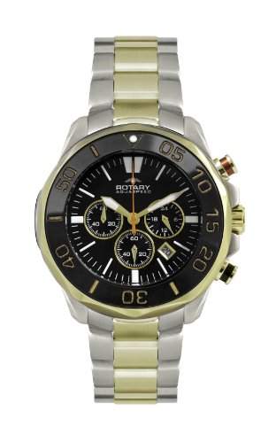 Rotary Herren-Armbanduhr XL Aquaspeed Chronograph Quarz Edelstahl beschichtet AGB00067C04