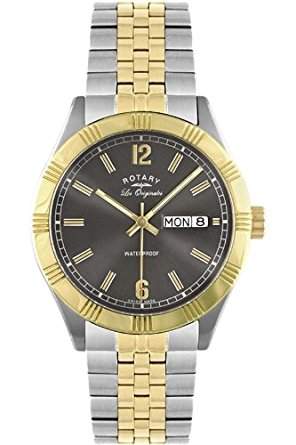 Rotary Herren-Armbanduhr XL Analog Quarz Edelstahl beschichtet GB9010120