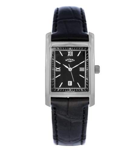 Rotary Herren Armbanduhr Analog GS4283220 mit grau Roemisches Zifferblatt und schwarz Lederband