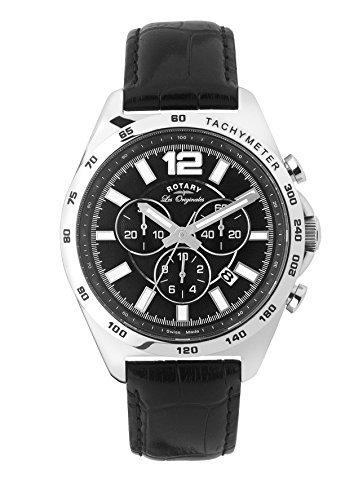 Rotary Herren gs90070 04 Analog Display Swiss Quartz Black Watch Rotary