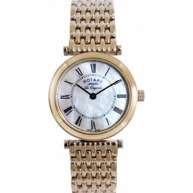 Rotary LB90006 41 Ladies Gold Plated White Mop Dial Bracelet Watch