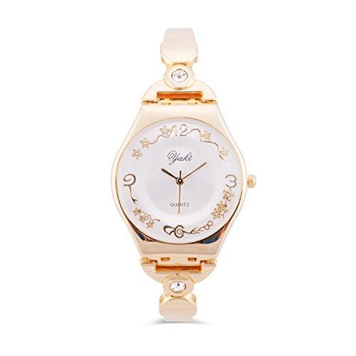 YAKI Luxus Analog Quarz Uhr Gold Armband 955 6G