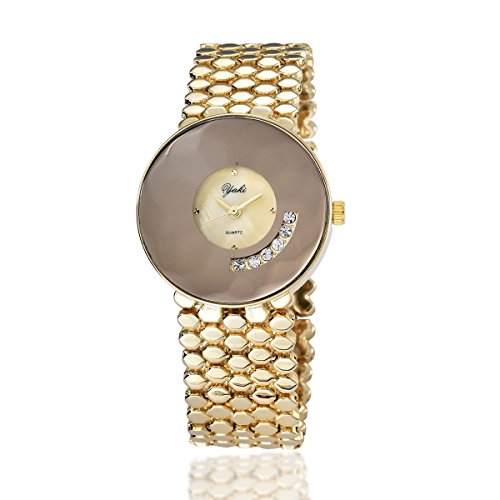 YAKI Designer Analog Quarz Uhr Gold Armband Klein Zifferblatt 3166 G