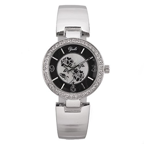 YAKI Fashion Luxusuhren Armbanduhr Analog Quarz Uhren Uhr Damen Weiss Armband Schwarz Zifferblatt SL8435 B