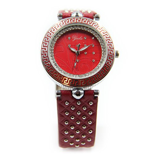YAKI Design Uhren Modeuhr Analog Quarz Uhr Damen Damenarmbanduhr Rot CTC1348 R