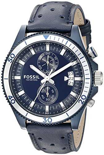 Fossil Herren ch3012 Wakefield Chronograph Uhr mit Blau Leder Band