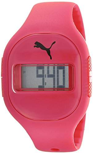 Puma Sicherung Unisex Digital Uhr mit Rot Zifferblatt Digital Display und rot PU Gurt PU910921003