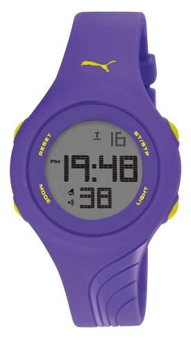 Puma Twist S Unisex Digital Uhr mit LCD Dial Digital Display und Violett PU Gurt pu911092004
