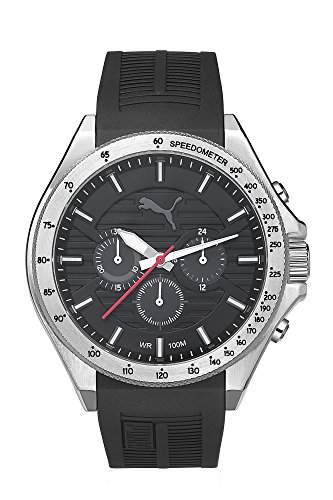 Puma Time Herren-Armbanduhr PU-Forward silver black Analog Quarz Kautschuk PU104021003