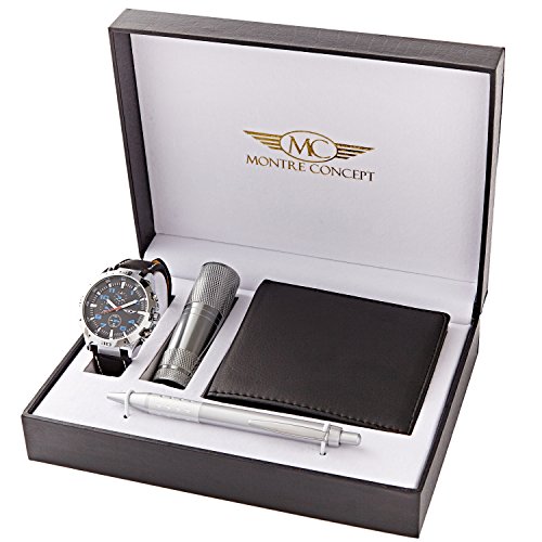 Gift Ideas Geschenkset Armbanduhr mit Taschenlampe Portfolios und Stift Montre Ref Concept Geschenkschatulle clpa765 orange