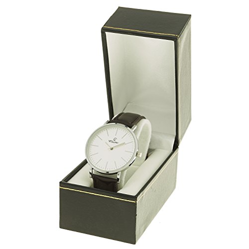 montre concept Uhr Analog Maenner Armband Leder braun Zifferblatt rund Farbe Silber Hintergrund weiss mab 1 0077
