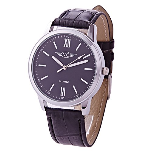 Montre Concept Uhr analog Maenner Armband leder schwarz gehaeusering rund farbe silber zifferblatt schwarz MVS 1 0067