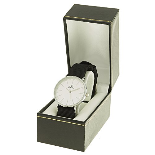 montre concept Uhr Analog Maenner Armband Nylon schwarz Zifferblatt rund Farbe Silber Hintergrund weiss mab 1 0080