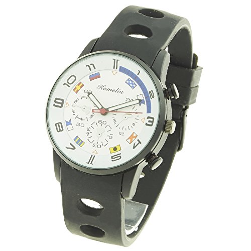 Montre Concept Uhr analog Maenner Armband silikon schwarz gehaeusering rund farbe schwarz zifferblatt weiss nautischen flaggen MVS 1 0044