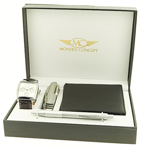 Montre Concept Geschenk Set Maenner uhr mit multifunktions messer brieftasche und Kugelschreiber CCP 1 0057