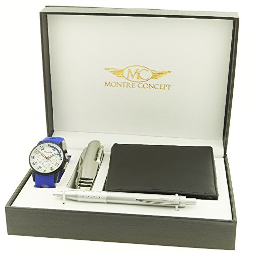 Montre Concept Geschenk Set Maenner uhr mit multifunktions messer brieftasche und Kugelschreiber CCP 1 0045