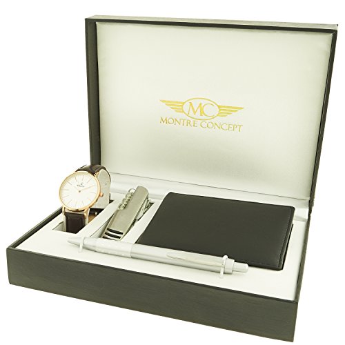 Montre Concept Geschenkschatulle Geschenkset Armbanduhr mit Messer Multifunktions Portfolios und Stift ccp 1 0084