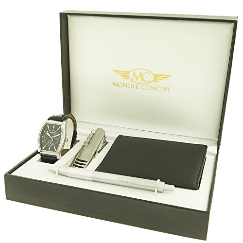 Montre Concept Geschenkschatulle Geschenkset Armbanduhr mit Messer Multifunktions Portfolios und Stift ccp 1 0075