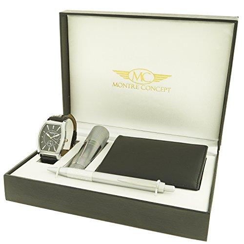 Montre Concept Geschenkschatulle Geschenkset Armbanduhr mit Taschenlampe Portfolios und Stift clp 1 0075