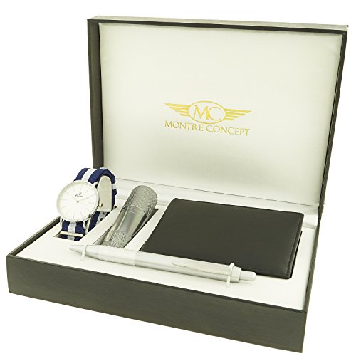 Montre Concept Geschenkschatulle Geschenkset Armbanduhr mit Taschenlampe Portfolios und Stift clp 1 0082