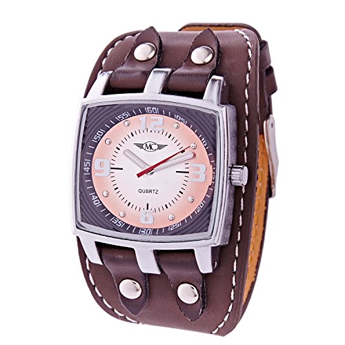 Montre Concept Uhr analog Maenner Armband kunstleder braun gehaeusering rechteckige farbe silber zifferblatt braun MVS 1 0070