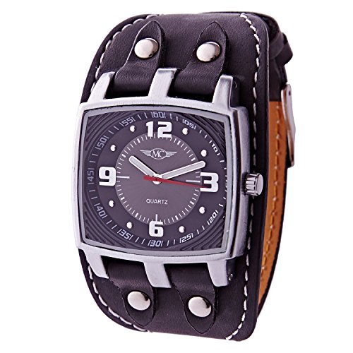 Montre Concept Uhr analog Maenner Armband kunstleder schwarz gehaeusering rechteckige farbe silber zifferblatt schwarz MVS 1 0068
