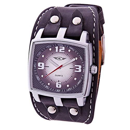 Montre Concept Uhr analog Maenner Armband kunstleder schwarz gehaeusering rechteckige farbe silber zifferblatt schwarz MVS 1 0069