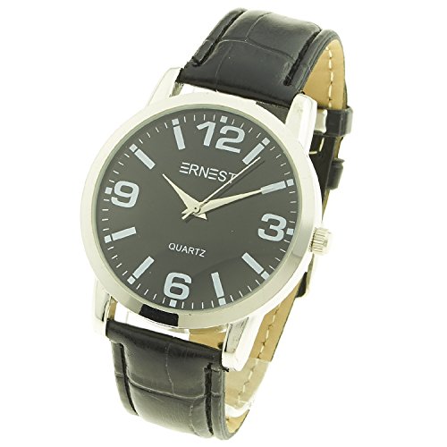 Montre Concept Uhr analog Maenner Armband kunstleder schwarz gehaeusering rund farbe silber zifferblatt schwarz MVS 1 0064