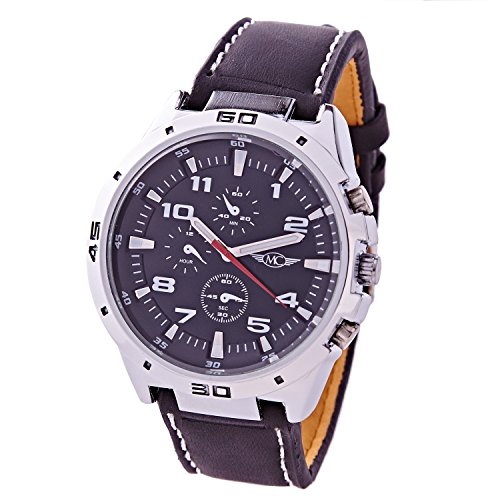Montre Concept Uhr analog Maenner Armband kunstleder schwarz gehaeusering rund farbe silber zifferblatt schwarz MVS 1 0071