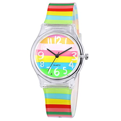 Zeiger New Cool Kids kw019 Analog Lovely Time Teacher Young Maedchen Teen Armbanduhr mit Mehrfarbig Silikon Band