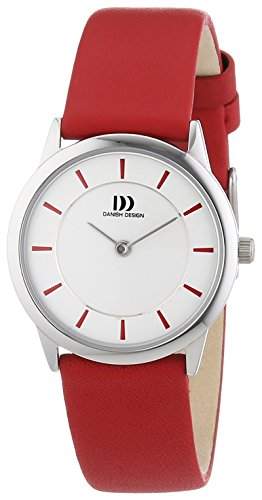 Danish Design Frauen -Quarz-Uhr mit weissem Zifferblatt Analog-Anzeige und Rot Leather 3324547 XS