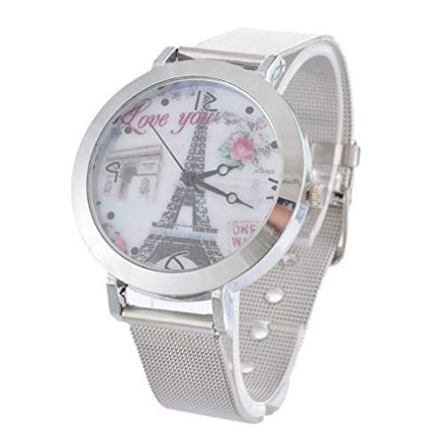 Souarts Damen Weiss Eiffelturm Armbanduhr Quartz Analog mit Batterie