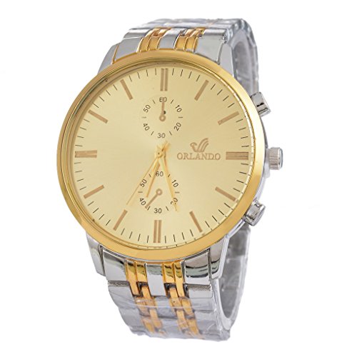 Souarts Herren Golden Farbe Armbanduhr Edelstahl Besondere Zifferblatt Quartz Analog Armreif Uhr mit Batterie