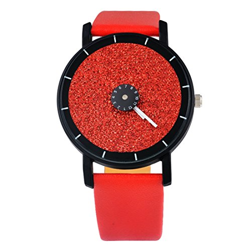 Souarts Damen Rot Einfach Design Armbanduhr Ohne Graduierung Quartzuhr Analog mit Batterie