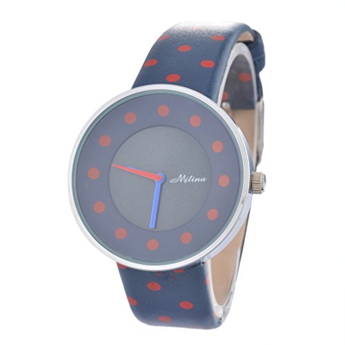 Souarts Damen Blau Fleck Armbanduhr Quartzuhr Analog Armreif Uhr mit Batterie