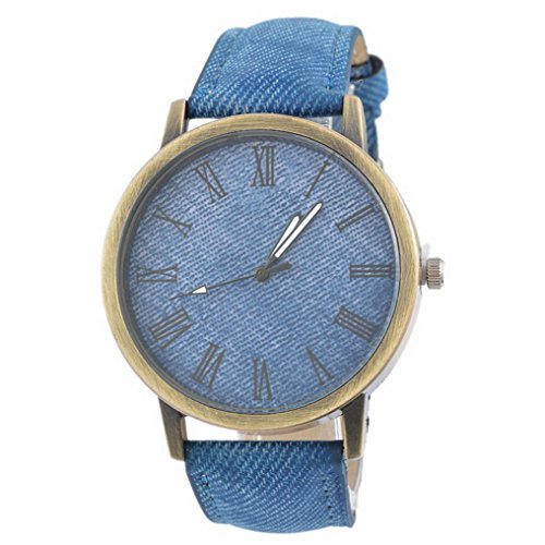 Souarts Damen Blau Roemische Ziffern Armbanduhr Quartzuhr Analog Armreif Uhr mit Batterie