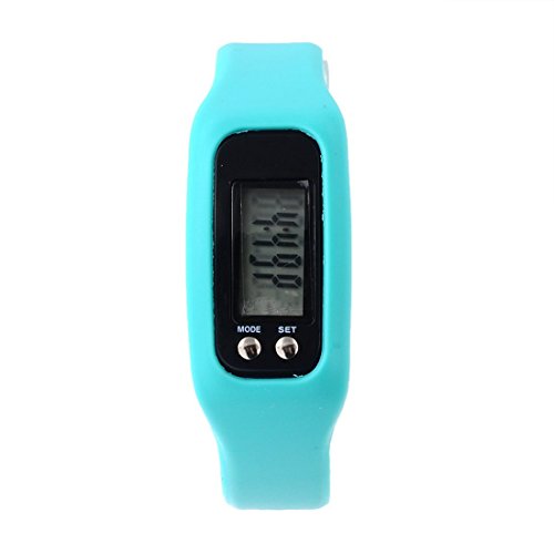 Souarts See blau Silikagel Armbanduhr Mode Sport Armbanduhr mit Schrittzaehler mit Batterie