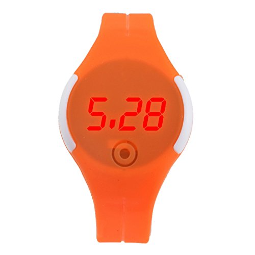Souarts Student Paare Uhr Orange Silikagel Armbanduhr Digital Sportuhr Stil mit Batterie