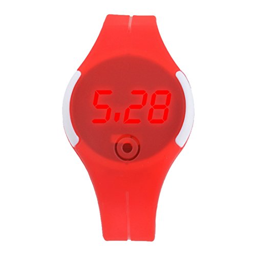 Souarts Student Paare Uhr Rot Silikagel Armbanduhr Digital Sportuhr Stil mit Batterie
