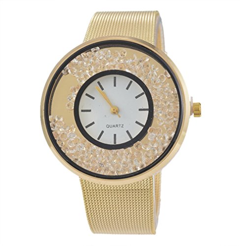 Souarts Damen Vergoldet Farbe Treibsand Armbanduhr Quartzuhr Sommer Uhr Quartzuhr Analog mit Batterie