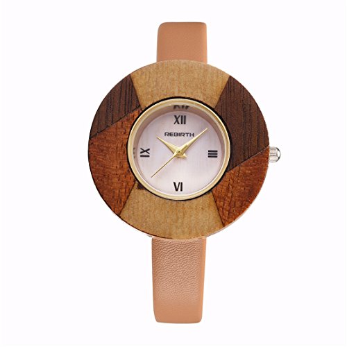 Souarts Damen Marmor Zifferblatt Streifen Uhr Armbanduhr Quartz Analog mit Batterie Khaki