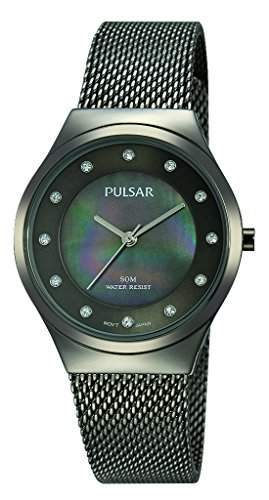 Pulsar Herren 30mm Schwarz Ionisch Plattierter Edelstahl Armband Uhr PH8137
