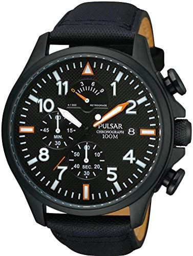 Pulsar Uhren Herren-Armbanduhr XL Sport Chronograph Quarz Leder PS6057X1