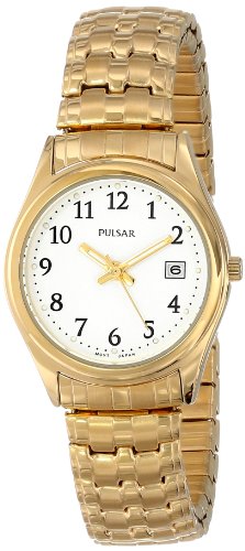 Pulsar PXT586 Womens Gold Tone Stainless Steel Expansion Band Watch