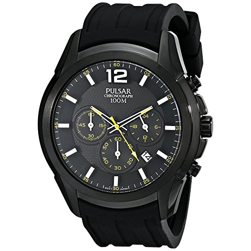 Pulsar Watches Mens All Black Chronograph Watch With Date Display