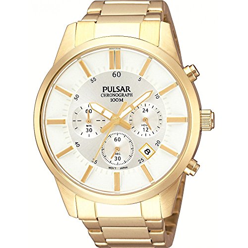 Pulsar Watches Mens Classic Gold Plated 100m Chronograph Watch