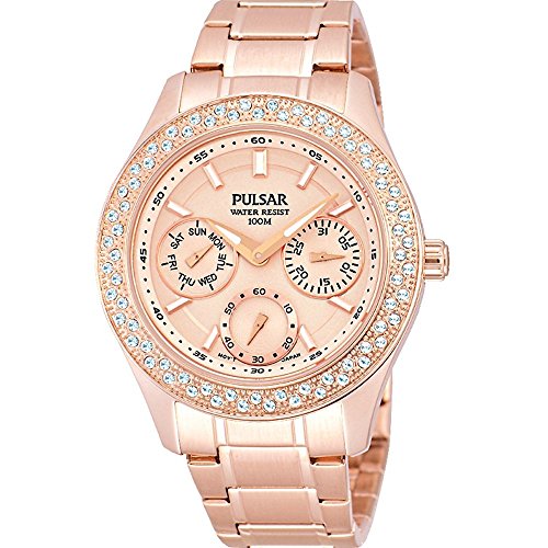 Pulsar Watches Ladies Multi Function Steel Dress Watch In Rose Gold Tone Steel