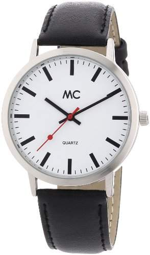 MC Timetrend Herren-Armbanduhr Bahnhofsuhr Analog Quarz Leder 26153